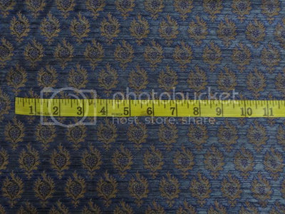 SPUN BROCADE FABRIC GOLD,GREY &amp; BLUE COLOUR 44" WIDE BRO388[2]