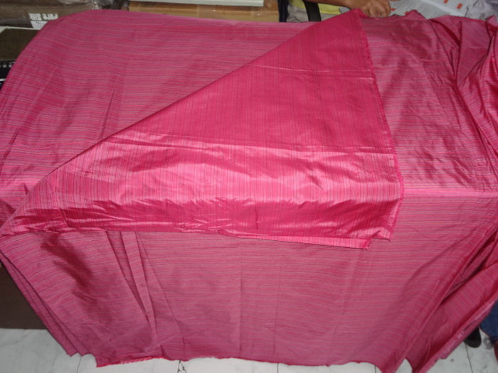 Silk Taffeta Fabric pink multi colour stripes-54" wide Taf#S106