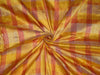 Pure Silk DUPIONI Shades of Orange Color Plaids fabric ~ 44&quot; width
