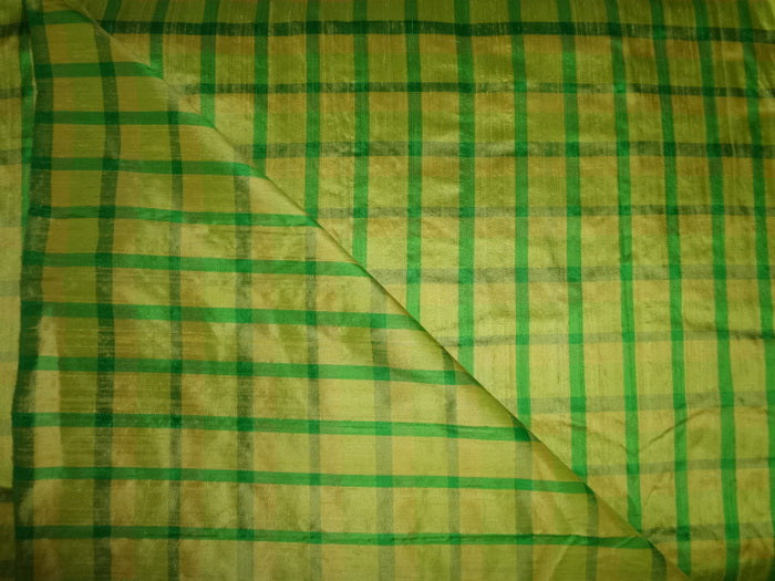 yellow/green plaids dupioni fabric 44" Wide