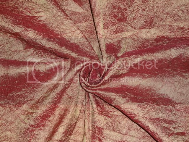 100% Pure SILK CRUSHED Dupioni FABRIC Iridescent Gold x Rust color 54" wide DUP171[2]