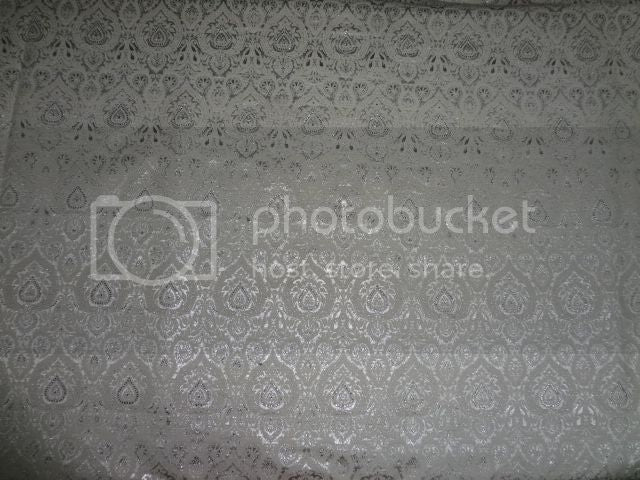 Pure Silk Brocade Ivory &amp; Metallic Silver Colour 44" wide BRO305[2]