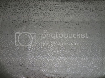 Pure Silk Brocade Ivory &amp; Metallic Silver Colour 44" wide BRO305[2]