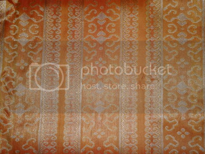 Silk Brocade Fabric Orange &amp; Metallic Gold color 44" wide BRO306[2]