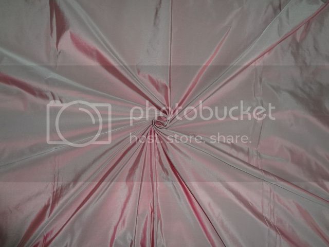 100% Pure SILK TAFFETA FABRIC Iridescent Pink x Ivory color 54&quot; wide  by they yard
