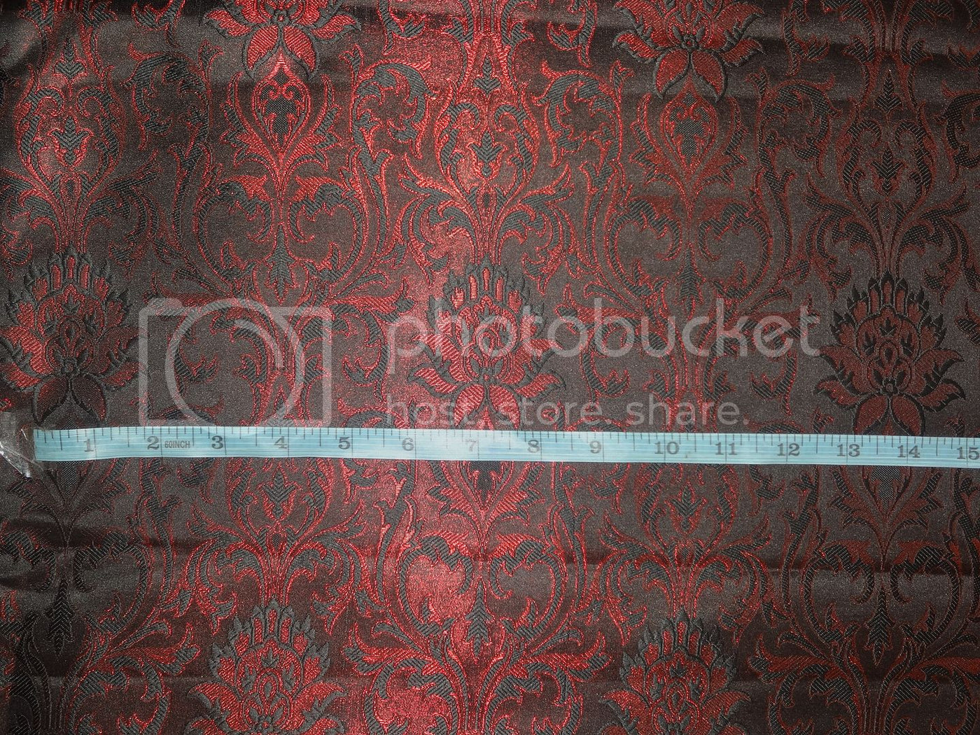 Silk Brocade fabric Metallic Red &amp; Black color BRO236[5]
