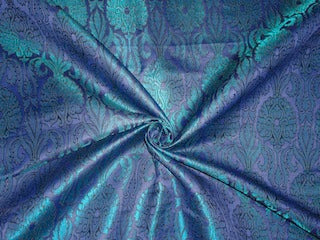 Silk Brocade fabric Metallic Green & Blackish Navy Blue color 44" wide BRO238[1]