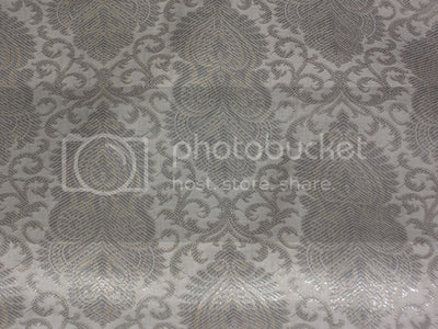 Spun Silk Brocade Fabric Metallic Silver & Ivory color 44" wide BRO238[4]