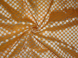 Silk Brocade fabric Semi Sheer Metallic Silver & Yellow color 44" wide BRO241[3]