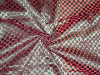 Silk Brocade fabric Semi Sheer Metallic,Rosette & Green color 44" wide BRO241[2]