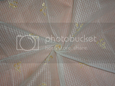 Cotton organdy fabric Ivory with Golden yellow embroidery