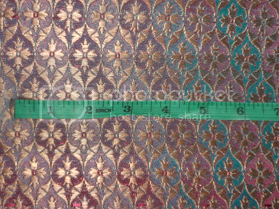 Silk Brocade Fabric Iridescent Blue,Pink & Metallic Gold color 44" wide BRO173[6]