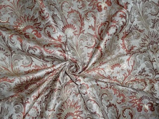 Silk Brocade Fabric Cream,Brown & Metallic Gold color 44" wide BRO244[5]