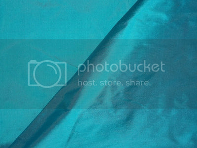 Pure SILK DUPIONI FABRIC Sparkling Blue x Ivory colour DUP140[1]