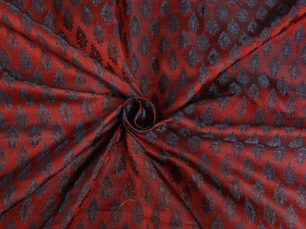 BROCADE FABRIC EMERALD IRIDESCENT BLUE X RED COLOR 44&quot;