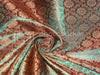 Spun Silk Brocade Fabric Iridescent Metallic Gold & Green color 44" wide BRO239[6]