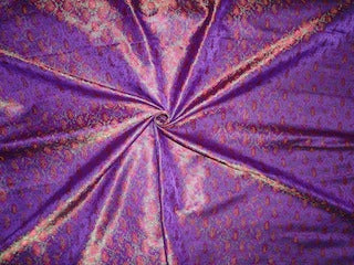 Pure Silk Brocade fabric Purple,Green &amp; Red 44" wide BRO246[5]