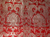 Heavy Silk Brocade Fabric Red &amp; Metallic Gold color 36" wide BRO247[1]