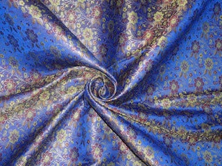 Silk Brocade fabric Royal Blue floral color 44" wide BRO249[4]