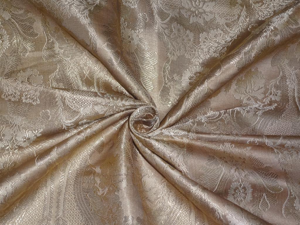 Silk Brocade fabric Metallic Gold &amp; Gold Color 44" wide BRO167[4]