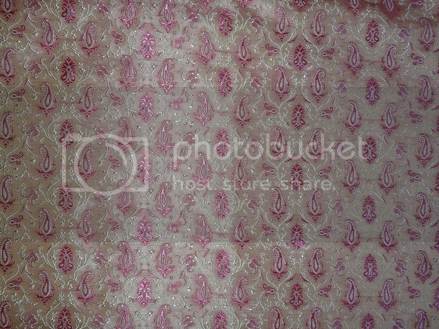 SILK BROCADE FABRIC Pink &amp; Light Gold color 44" wide BRO251[5]