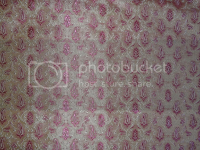 SILK BROCADE FABRIC Pink &amp; Light Gold color 44" wide BRO251[5]