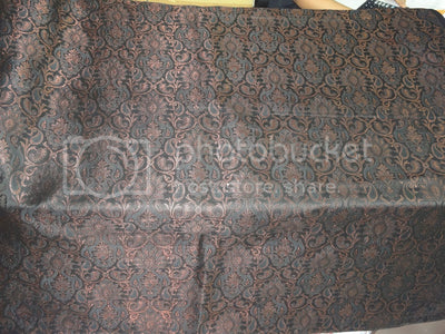 SILK BROCADE FABRIC Black & Metallic Bronze color 44" wide BRO250[3]