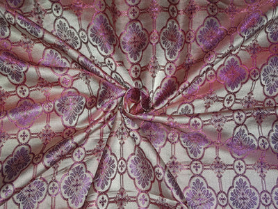 SILK BROCADE FABRIC DULL GREY,PURPLE X RED COLOR 44&quot; VESTMENT BRO477[4]