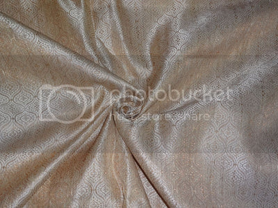 Spun Silk Brocade Fabric Metallic Gold &amp; Gold