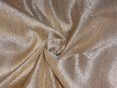 Spun Silk Brocade Fabric Metallic Gold &amp; Gold