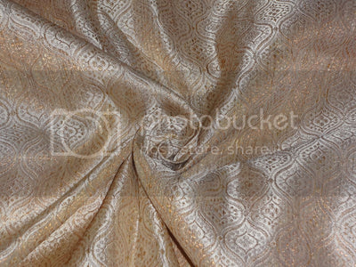 Spun Silk Brocade Fabric Metallic Gold &amp; Gold