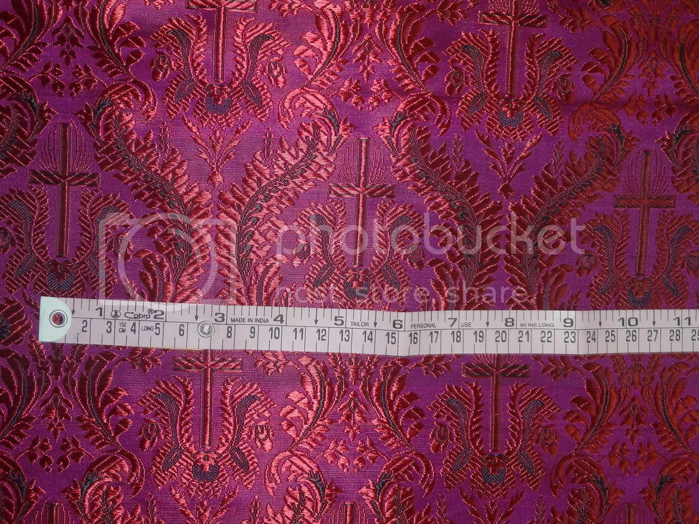 SILK BROCADE vestment FABRIC Pink & Red colour 44" wide BRO254[5]