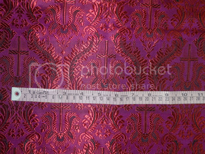 SILK BROCADE vestment FABRIC Pink & Red colour 44" wide BRO254[5]