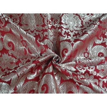 Silk Brocade Fabric Red & amp; Metallic Gold color 36" wide BRO256[1]