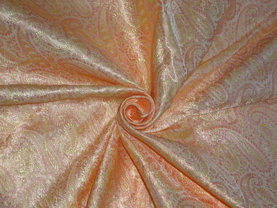 Spun Brocade fabric Butter &amp; Pink Color 44" wide BRO258[2]