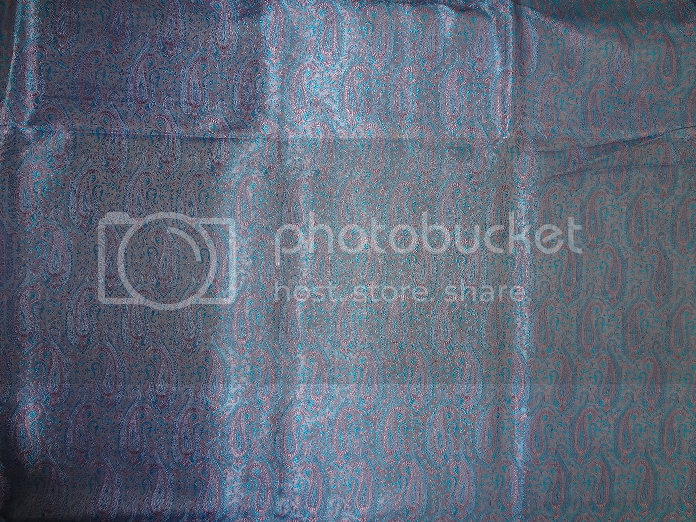 Spun Silk Brocade fabric light Blue &amp; Pink Color 44" wide BRO258[4]