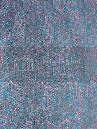 Spun Silk Brocade fabric light Blue &amp; Pink Color 44" wide BRO258[4]