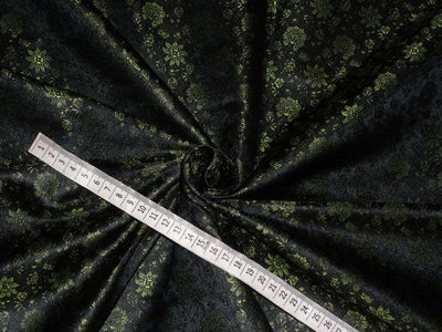 SILK BROCADE FABRIC GREEN,BROWN X BLACK COLOR 44&quot;INCH