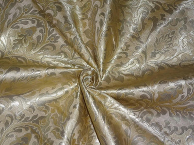 Pure Heavy Silk Brocade Fabric Metallic Gold &amp; Gold 36" wide BRO260[2]