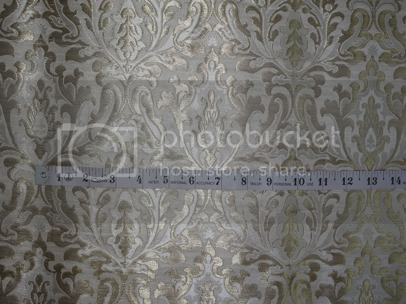 Pure Heavy Silk Brocade Fabric Metallic Gold &amp; Ivory 36" wide BRO260[3]