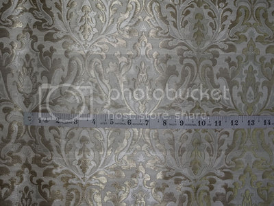 Pure Heavy Silk Brocade Fabric Metallic Gold &amp; Ivory 36" wide BRO260[3]