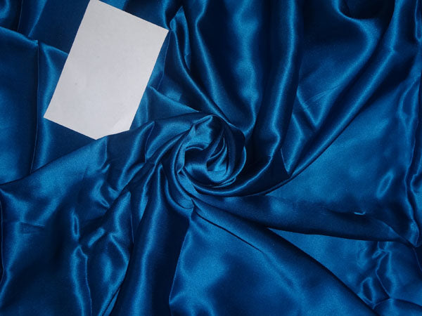 100% PURE SILK SATIN FABRIC 80 GRAMS BLUE COLOR 44&quot; wide