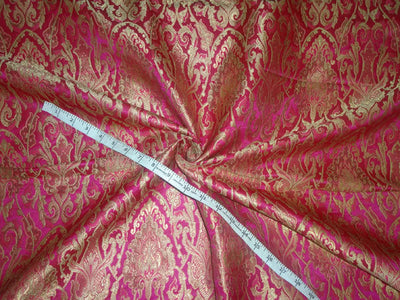 SILK BROCADE FABRIC FUCHSIA PINK X METALLIC GOLD COLOR 44" wide BRO490[2]