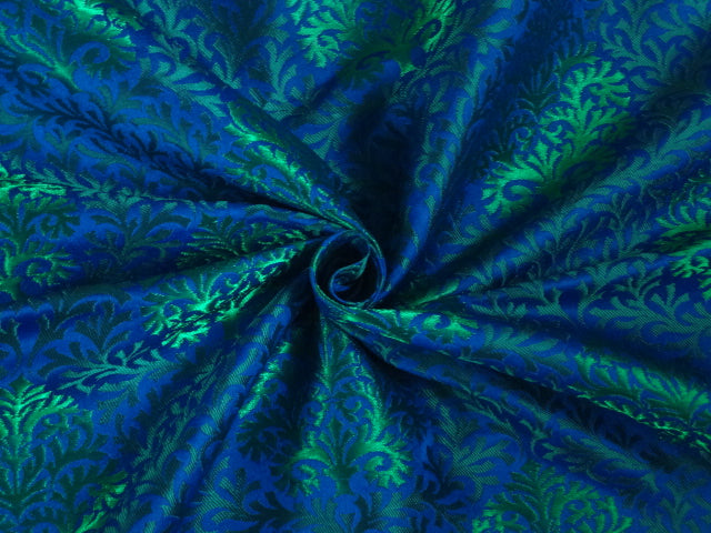 Silk Brocade Fabric Metallic Green &amp; Blue color 44" wide BRO268[3]