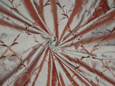 SILK DUPIONI EMBROIDERED FABRIC IRIDESCENT RED X GREEN 54&quot;WIDE DUP#E50[2]