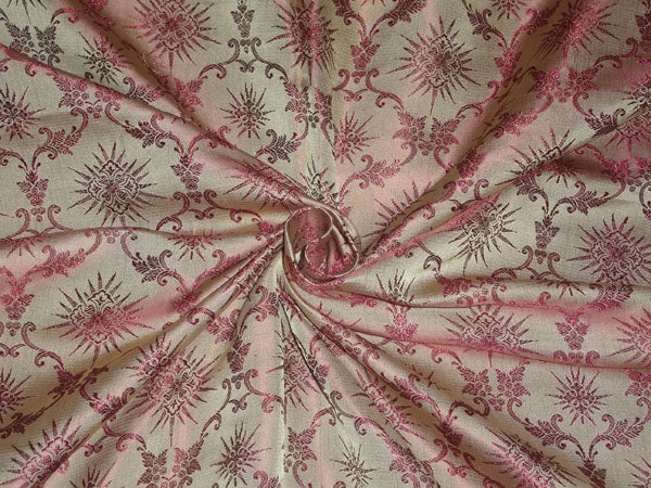 SILK BROCADE FABRIC DARK NUDE X MAROON COLOR 44" WIDE BRO494[3]