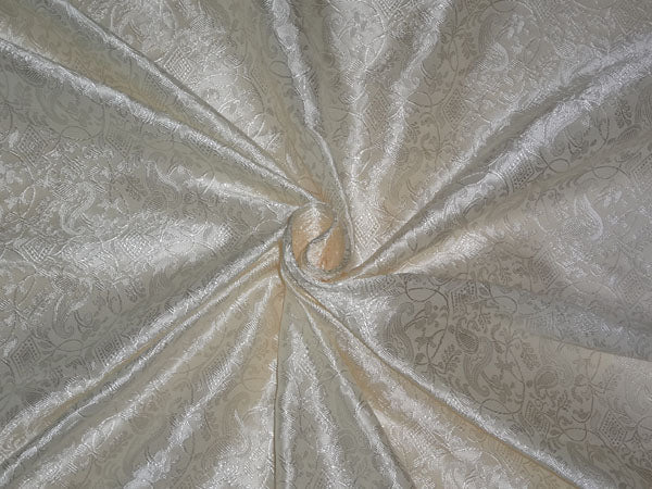 SILK BROCADE FABRIC CREAM COLOR 44" WIDE BRO496[5]