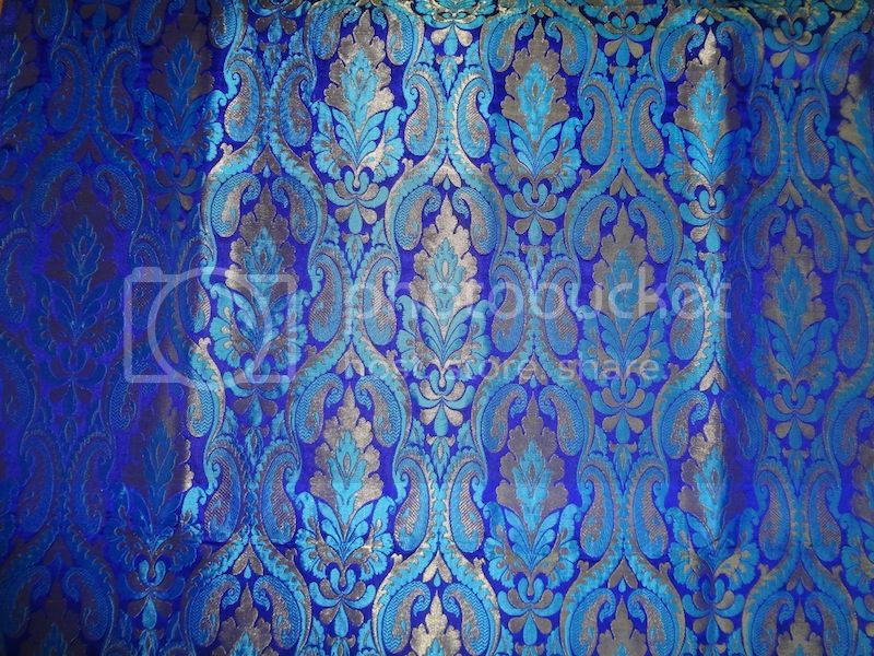 Heavy Brocade Fabric Blue,Ink Blue &amp; Metallic Gold color available for bulk preorder