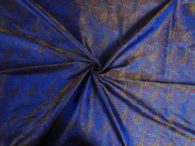 SILK BROCADE FABRIC Blue,Red &amp; Green 44" wide BRO275[2]
