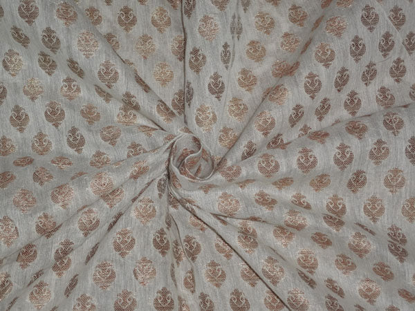 100% COTTON BROCADE FABRIC WITH IVORY X GOLD METALLIC COLOR 44" WIDE BRO498[2]